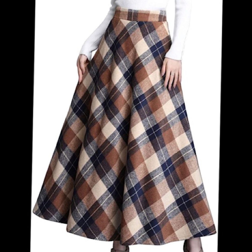 Dark Academia Wool Midi Skirt